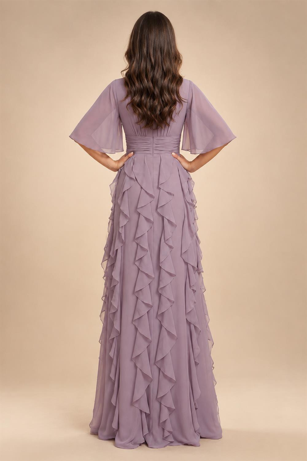 A-Line/Princess Scoop Neck Chiffon Maxi Mother of the Bride & Groom Dresses with Ruffles (SHI22501599)