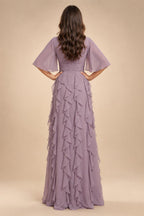 A-Line/Princess Scoop Neck Chiffon Maxi Mother of the Bride & Groom Dresses with Ruffles (SHI22501599)