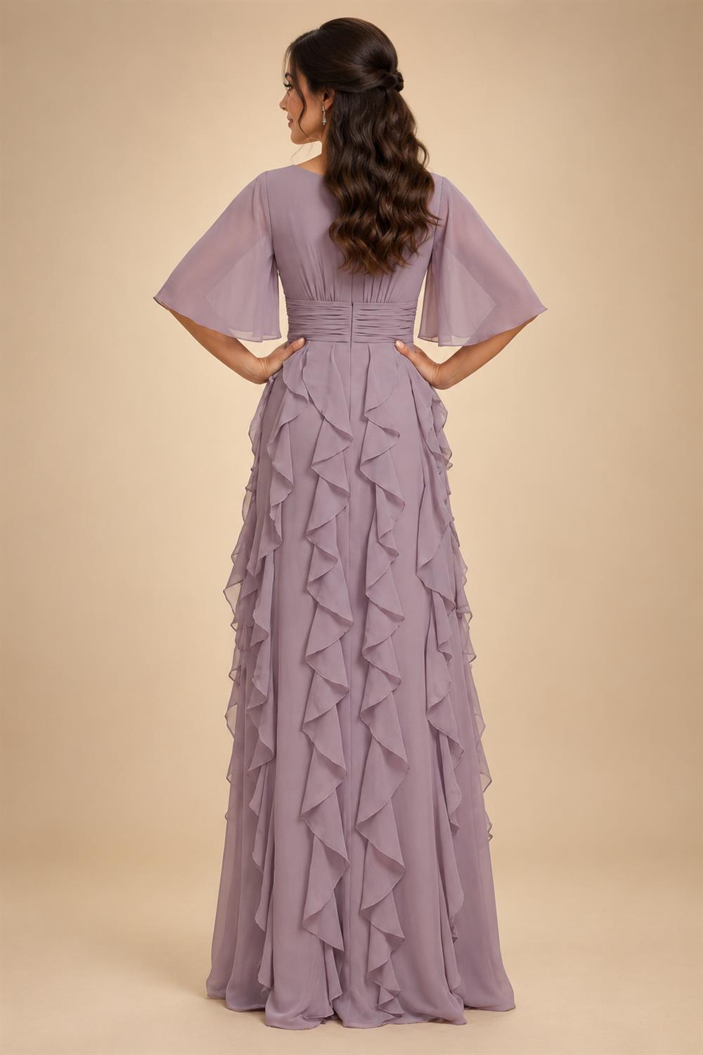 A-Line/Princess V-Neck Floral Embroidery Maxi Mother of the Bride & Groom Dresses with Ruched Waist (SHI22501624)