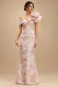 Sheath Floral Jacquard Off Shoulder Mother of the Bride & Groom Dresses with Flower (SHI22500777)