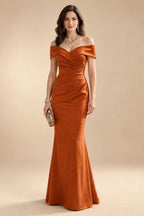 Sheath Silk Off Shoulder Ruched Maxi Mother of the Bride & Groom Dresses (SHI22500808)