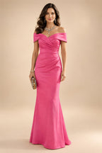 Sheath Silk Off Shoulder Ruched Maxi Mother of the Bride & Groom Dresses (SHI22500808)