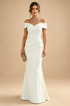Sheath Silk Off Shoulder Ruched Maxi Mother of the Bride & Groom Dresses (SHI22500808)