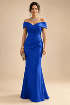 Sheath Silk Off Shoulder Ruched Maxi Mother of the Bride & Groom Dresses (SHI22500808)