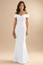 Sheath Silk Off Shoulder Ruched Maxi Mother of the Bride & Groom Dresses (SHI22500808)