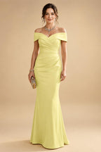 Sheath Silk Off Shoulder Ruched Maxi Mother of the Bride & Groom Dresses (SHI22500808)