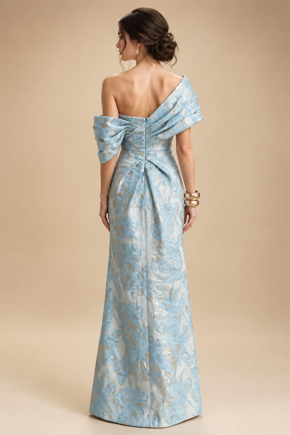 A-Line/Princess Scoop Neck Satin High-Low Mother of the Bride & Groom Dresses with Lace Appliques, Ruffles & Pleats (SHI22501633)