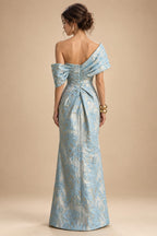 Sheath Floral Jacquard Off Shoulder Mother of the Bride & Groom Dresses with Flower (SHI22500777)