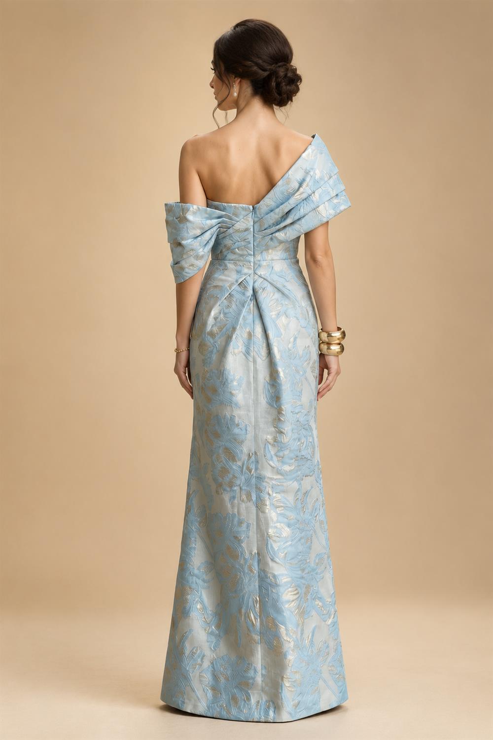 A-Line/Princess V-Neck Chiffon Maxi Mother of the Bride & Groom Dresses with Side Sash, Sweep Train & Ruched Bodice (SHI22501629)