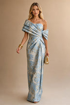Sheath Satin Jacquard Off Shoulder Floor-Length Mother of the Bride & Groom Dresses (SHI22500823)