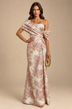 A-Line/Princess V-Neck Chiffon Maxi Mother of the Bride & Groom Dresses with Side Sash, Sweep Train & Ruched Bodice (SHI22501629)