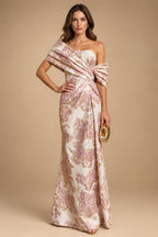 A-Line/Princess Off Shoulder Chiffon Floor-Length Mother of the Bride & Groom Dresses with Sequin, Lace Appliques & Pleats (SHI22501662)