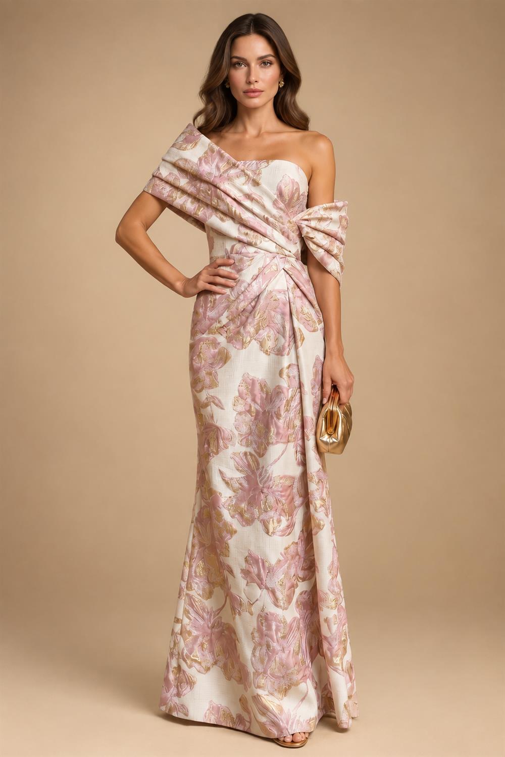 A-Line/Princess Off Shoulder Chiffon Floor-Length Mother of the Bride & Groom Dresses with Sequin, Lace Appliques & Pleats (SHI22501662)