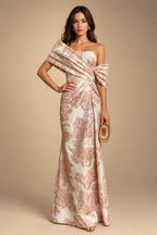 A-Line/Princess V-Neck Chiffon Maxi Mother of the Bride & Groom Dresses with Lace Appliques & Sweep Train (SHI22501644)