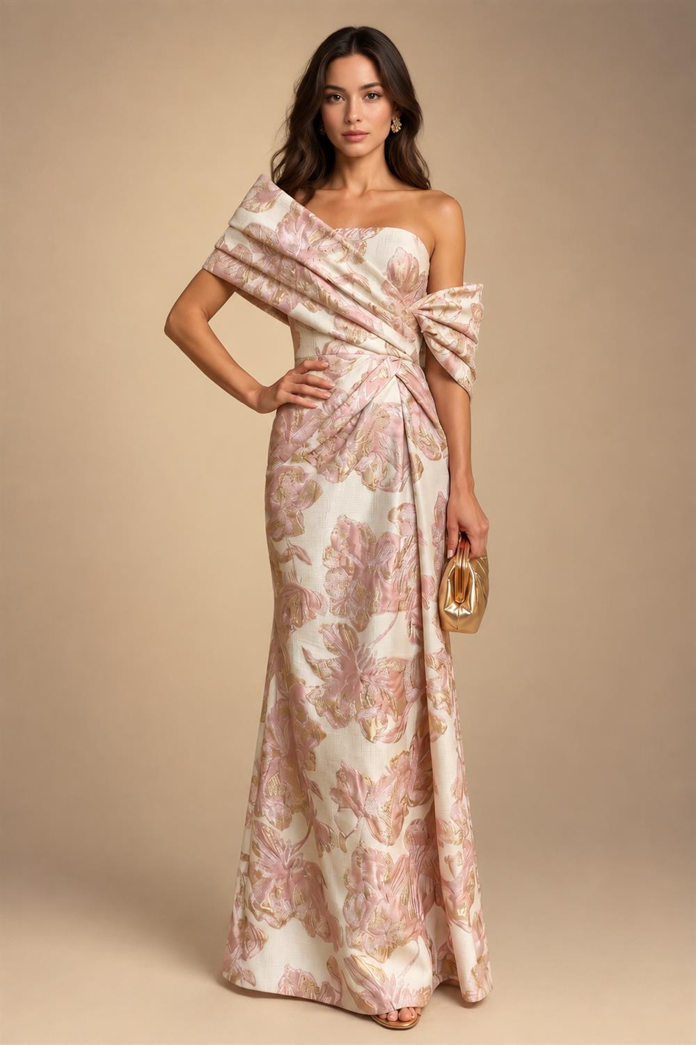 A-Line/Princess V-Neck Chiffon Maxi Mother of the Bride & Groom Dresses with Lace Appliques & Sweep Train (SHI22501644)