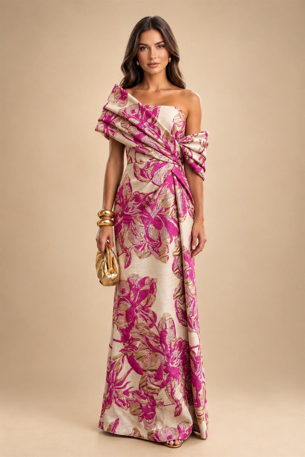 Sheath Satin Jacquard Off Shoulder Floor-Length Mother of the Bride & Groom Dresses (SHI22500823)