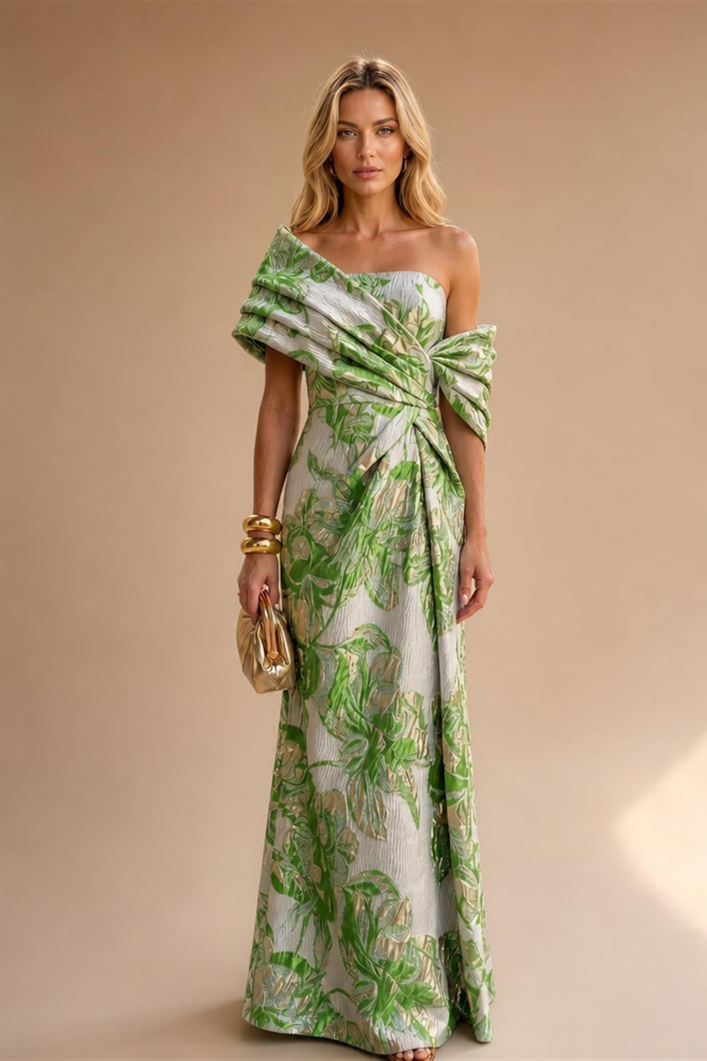 Sheath Satin Jacquard Off Shoulder Floor-Length Mother of the Bride & Groom Dresses (SHI22500823)