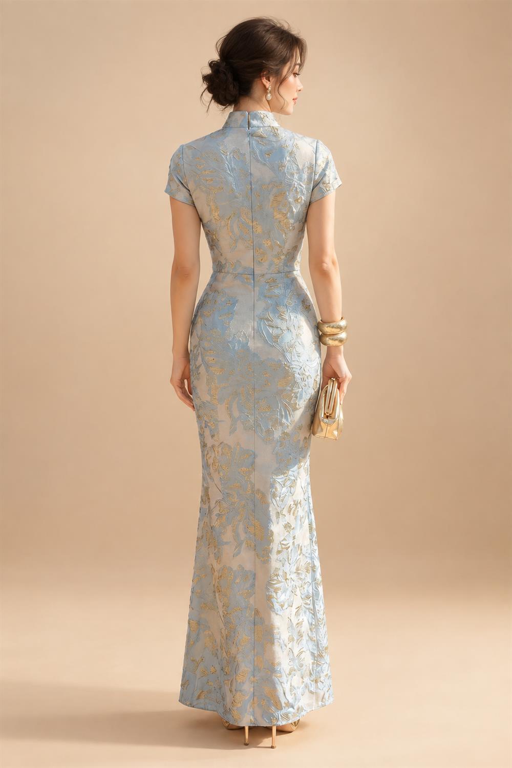 Sheath/Column Scoop Neck Lace Appliques Maxi Mother of the Bride & Groom Dresses with Ruched Waist & Sequin (SHI22501632)