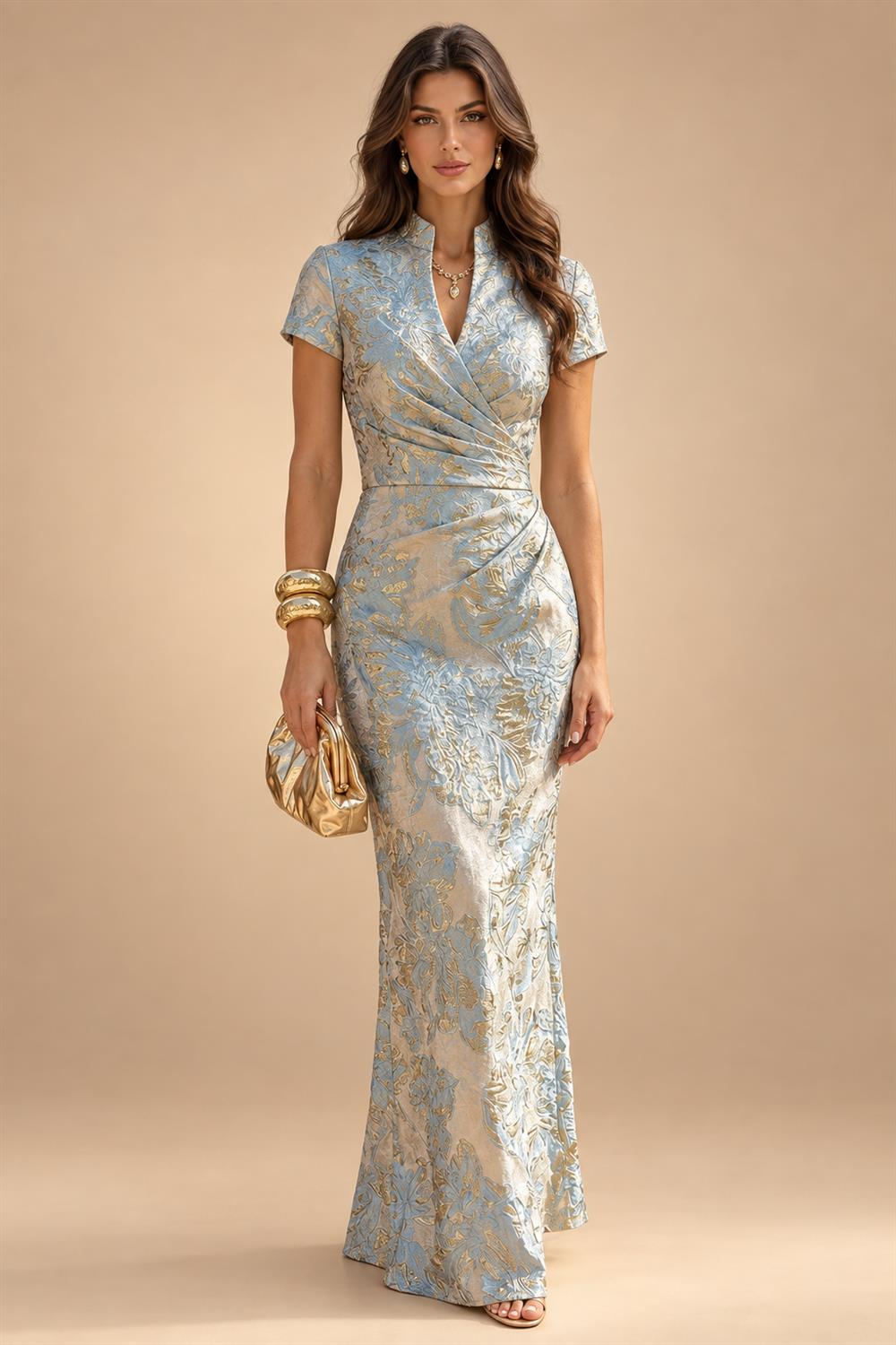 Sheath/Column Scoop Neck Lace Appliques Maxi Mother of the Bride & Groom Dresses with Ruched Waist & Sequin (SHI22501632)