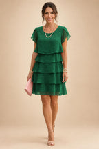 Chiffon A-Line/Princess Scoop Neck Short Mother of the Bride & Groom Dresses Tiered (SHI22500912)