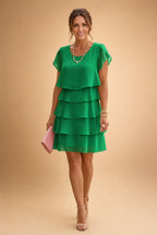 Chiffon A-Line/Princess Scoop Neck Short Mother of the Bride & Groom Dresses Tiered (SHI22500912)