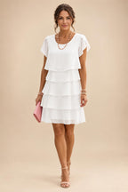 Chiffon A-Line/Princess Scoop Neck Short Mother of the Bride & Groom Dresses Tiered (SHI22500912)