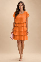 Chiffon A-Line/Princess Scoop Neck Short Mother of the Bride & Groom Dresses Tiered (SHI22500912)