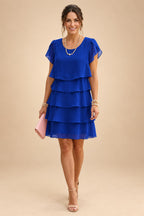 Chiffon A-Line/Princess Scoop Neck Short Mother of the Bride & Groom Dresses Tiered (SHI22500912)