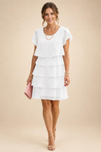 Chiffon A-Line/Princess Scoop Neck Short Mother of the Bride & Groom Dresses Tiered (SHI22500912)