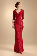 Sheath/Column One Shoulder Floral Embroidery Floor-Length Mother of the Bride & Groom Dresses with Side Draped Sash (SHI22501617)