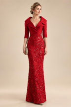 A-Line/Princess V-Neck Chiffon Maxi Mother of the Bride & Groom Dresses with Lace Appliques, Sweep Train & Bow (SHI22501641)