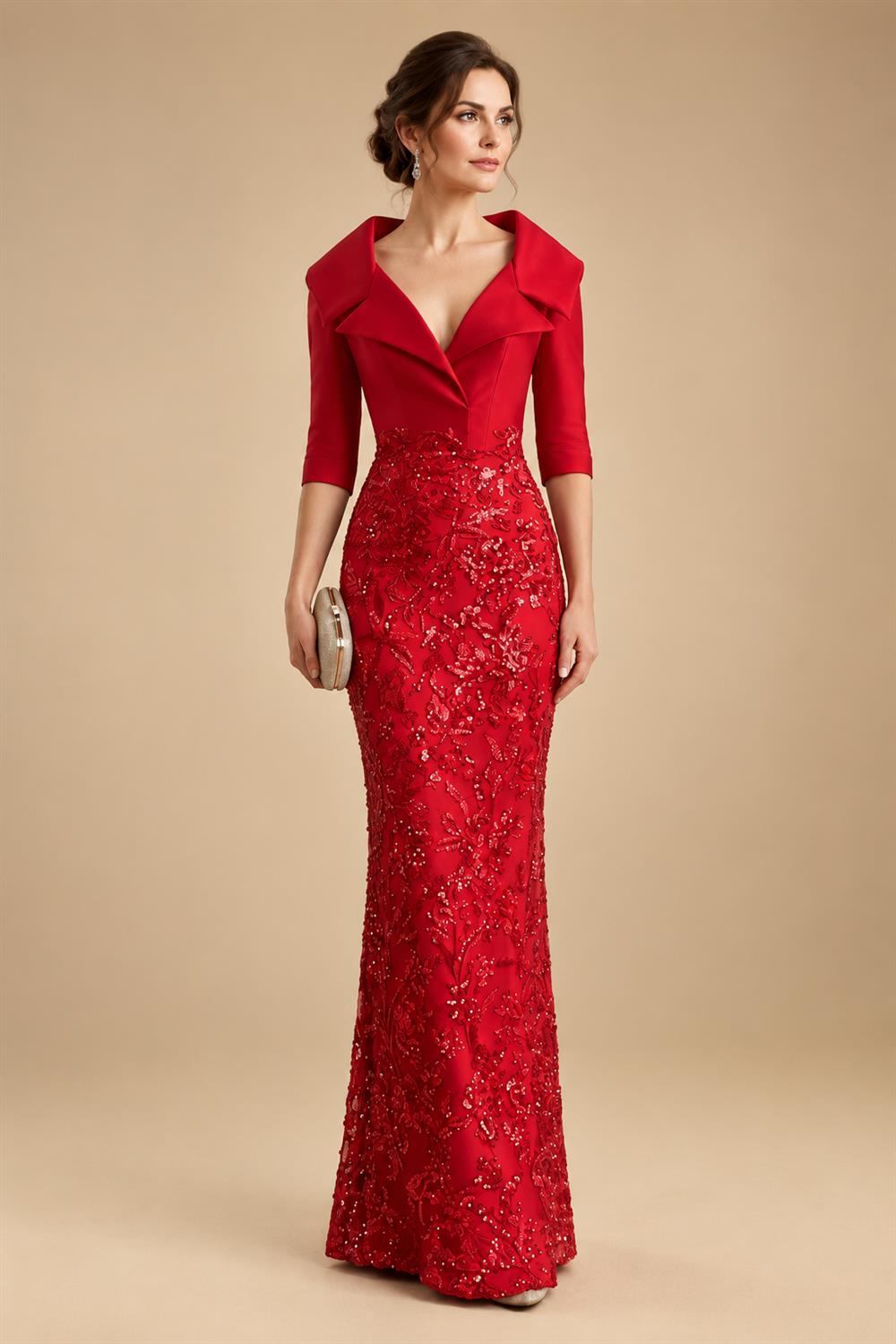 A-Line/Princess V-Neck Chiffon Floor-Length Mother of the Bride & Groom Dresses with Lace Appliques & Pleats (SHI22501670)
