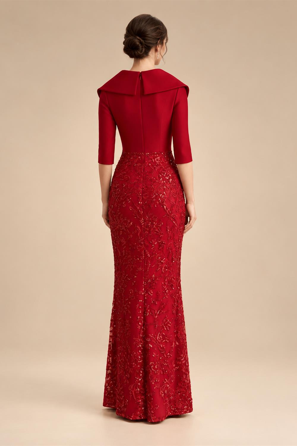 A-Line/Princess V-Neck Chiffon Maxi Mother of the Bride & Groom Dresses with Lace Appliques, Sweep Train & Bow (SHI22501641)