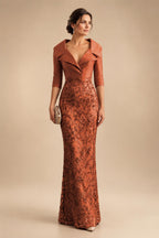 Sequin Floral Sheath Floor-Length Mother of the Bride & Groom Dresses with Satin Bodice (SHI22500925)