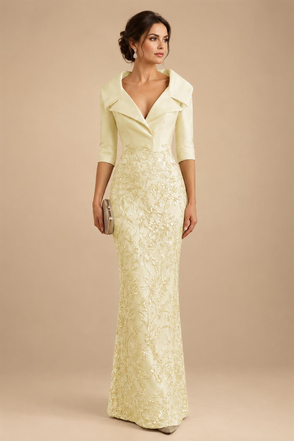 Sequin Floral Sheath Floor-Length Mother of the Bride & Groom Dresses with Satin Bodice (SHI22500925)
