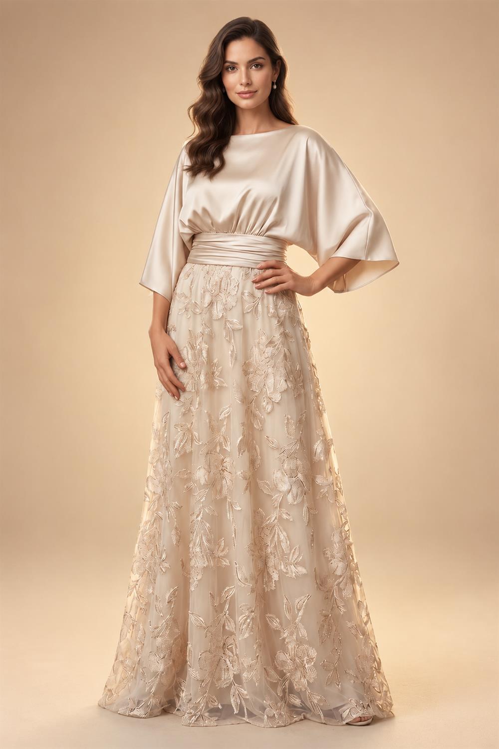 A-Line/Princess V-Neck Velvet Floor-Length Mother of the Bride & Groom Dresses with Ruched Waist (SHI22501614)