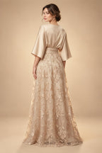 A-Line/Princess V-Neck Velvet Floor-Length Mother of the Bride & Groom Dresses with Ruched Waist (SHI22501614)