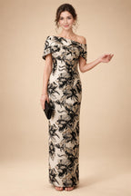 Jacquard Sheath Off the Shoulder Ruched Corset Mother of the Bride & Groom Dresses (SHI22500958)