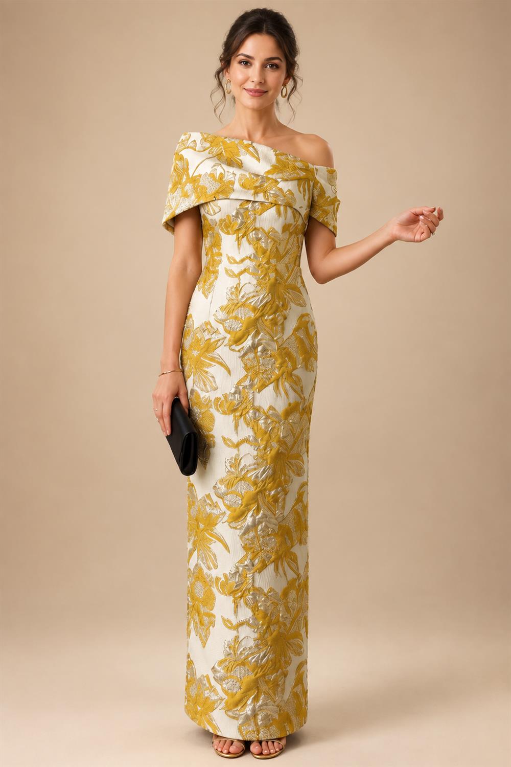 Jacquard Sheath Off the Shoulder Ruched Corset Mother of the Bride & Groom Dresses (SHI22500958)
