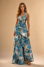 Jacquard A Line V Neck Ruffles Corset Mother of the Bride & Groom Dresses (SHI22500967)