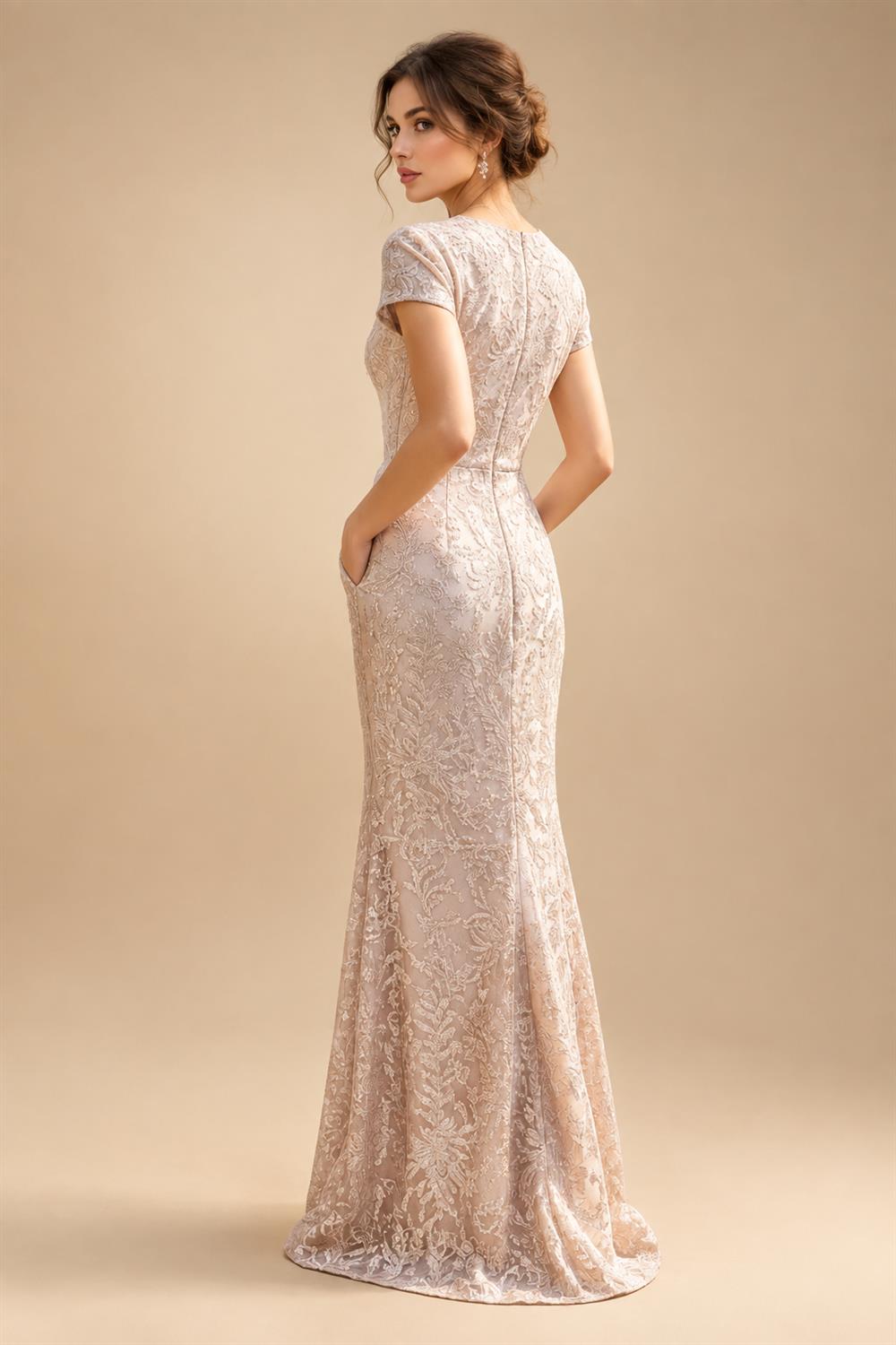 Satin V Neck Floral Print A Line Mother of the Bride Dresses (SHIR1110445)