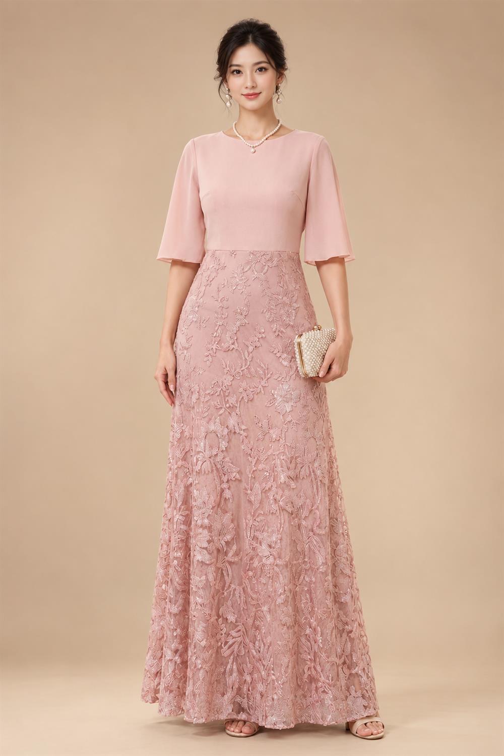 Chiffon A-Line/Princess Scoop Neck Floor-Length Mother of the Bride & Groom Dresses with Floral Embroidery (SHI22501221)
