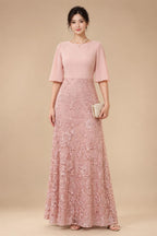 Chiffon A-Line/Princess Scoop Neck Floor-Length Mother of the Bride & Groom Dresses with Floral Embroidery (SHI22501221)