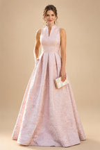 Jacquard A-Line/Princess V-Neck Floor-Length Mother of the Bride & Groom Dresses with Ruched Waist & Pockets (SHI22501298)