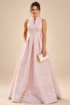 Jacquard A-Line/Princess V-Neck Floor-Length Mother of the Bride & Groom Dresses with Pockets (SHI22500987)