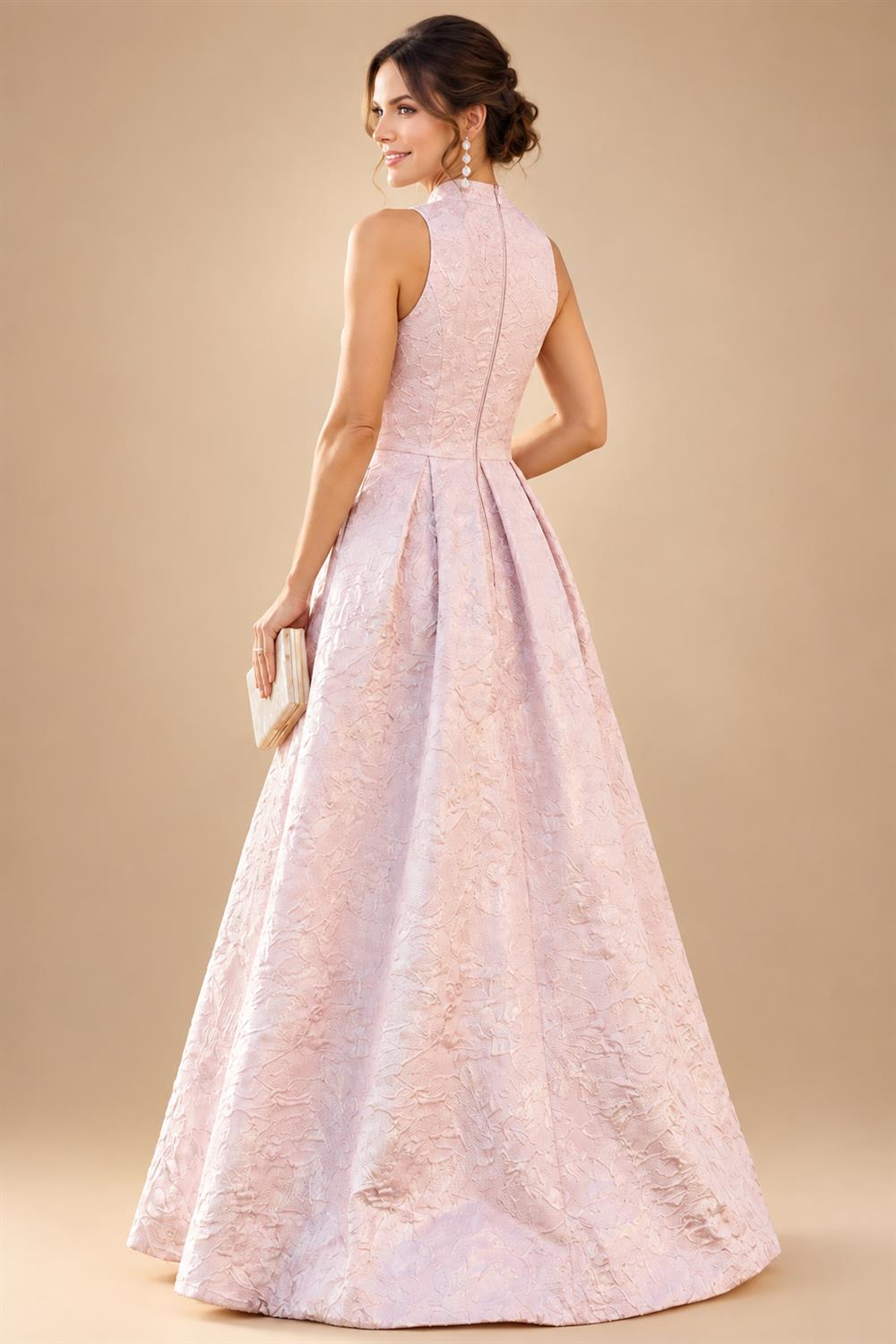 Jacquard A-Line/Princess V-Neck Floor-Length Mother of the Bride & Groom Dresses with Pockets (SHI22500987)