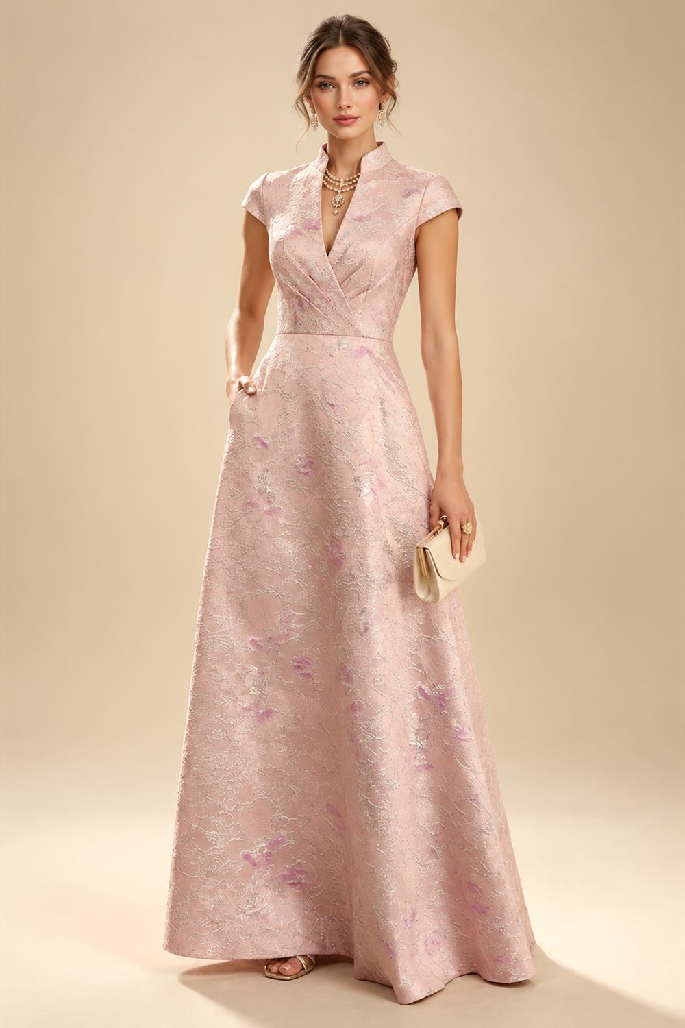 Scoop Neck Chiffon Floor-Length Mother of the Bride & Groom Jumpsuit with Lace Appliques (SHI22501558)