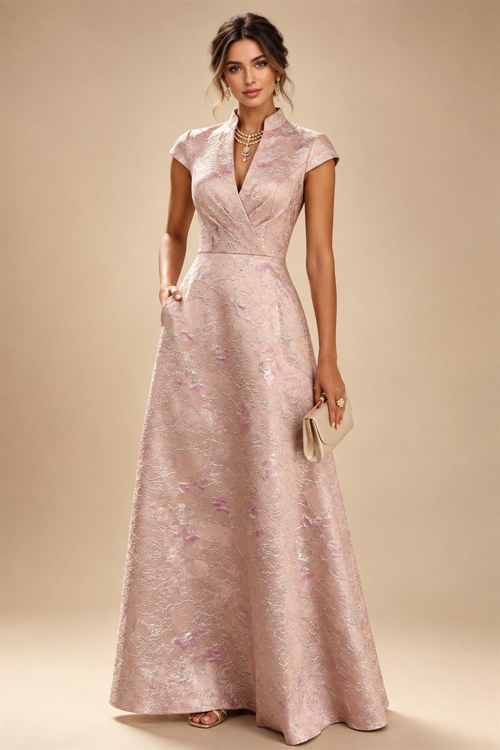 Scoop Neck Chiffon Floor-Length Mother of the Bride & Groom Jumpsuit with Lace Appliques (SHI22501558)