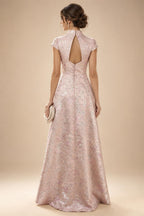 Sheath/Column V-Neck Jacquard Maxi Mother of the Bride & Groom Dresses with Ruffles & Slit (SHI25001047)