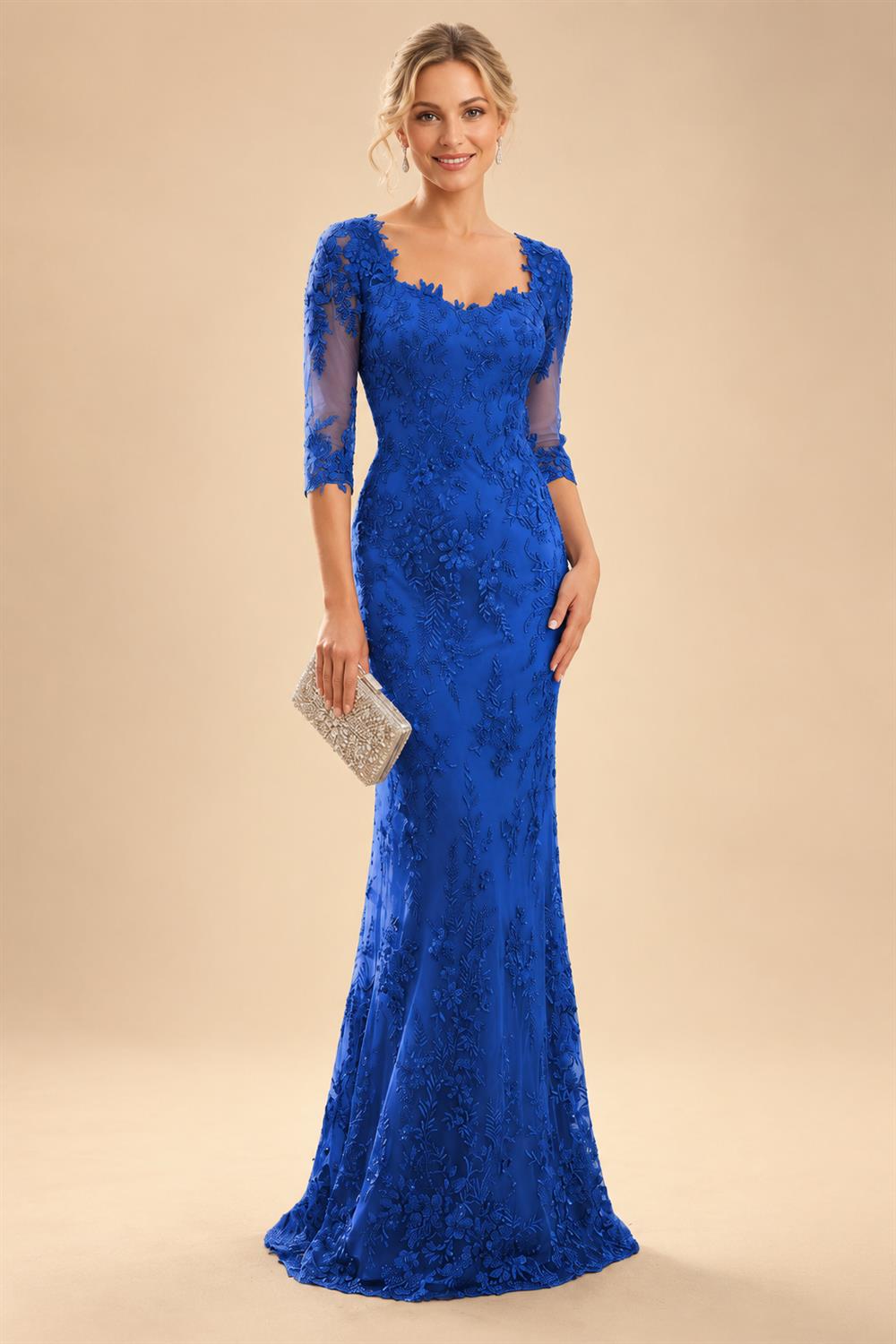 Lace Appliques Sheath/Column Scoop Neck Floor-Length Mother of the Bride & Groom Dresses for Women (SHI22501013)
